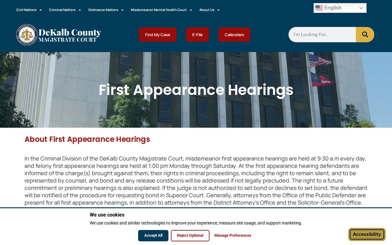 DeKalb Magistrate Court first appearance times and bond information