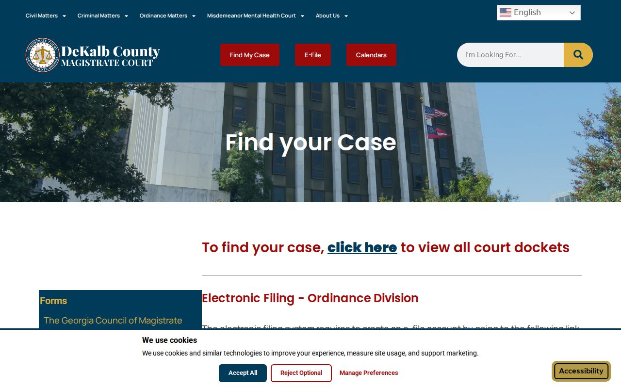 Official DeKalb Magistrate Court docket search instructions