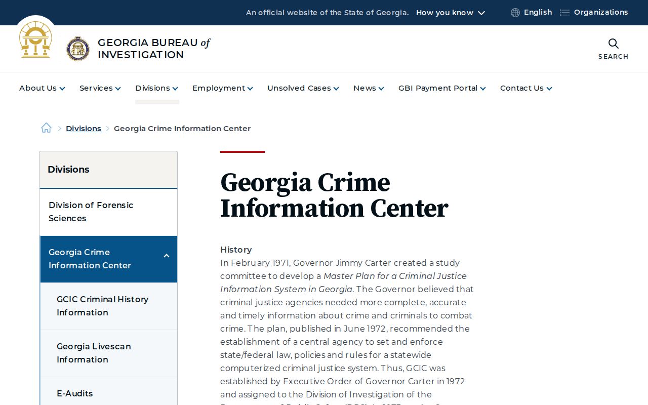 Georgia Crime Information Center official criminal justice system page