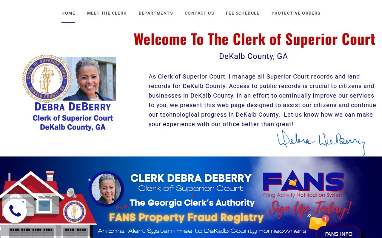 Clerk of Superior Court of DeKalb County records access page