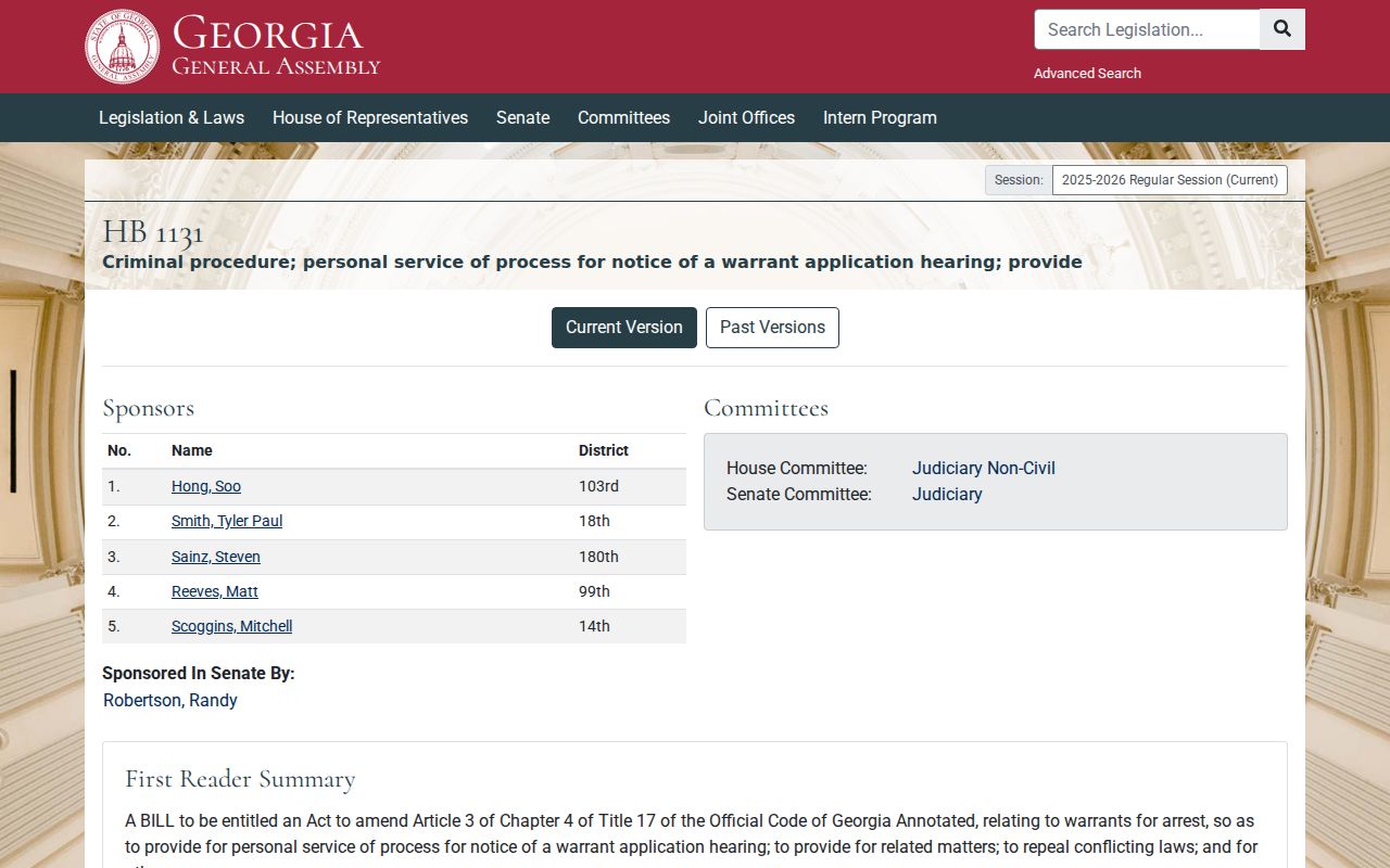 Georgia 2026 warrant application hearing service reform affecting DeKalb procedure